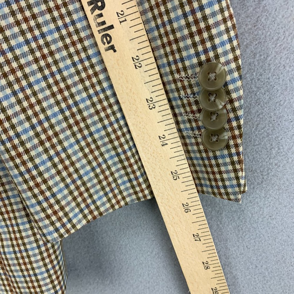 **SOLD**Roberto Rosso Sport Coat Mens 44R Brown Blue Check Wool Blend - Picture 13 of 16